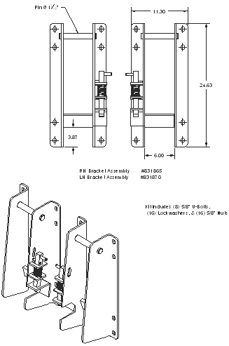 Bolt-on brackets for JD Loaders - Draw Bar & Blanket Harrow